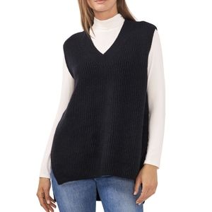 Vince Camuto Women`s Cozy Trendy Oversized Sweater Vest Rich Black Thick…